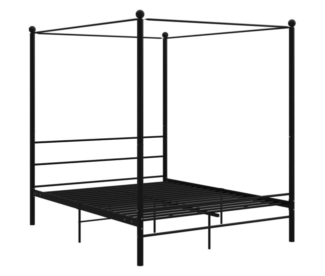 Estrutura de cama de casal simple de casal simple - dossel 160x200 cm metal preto