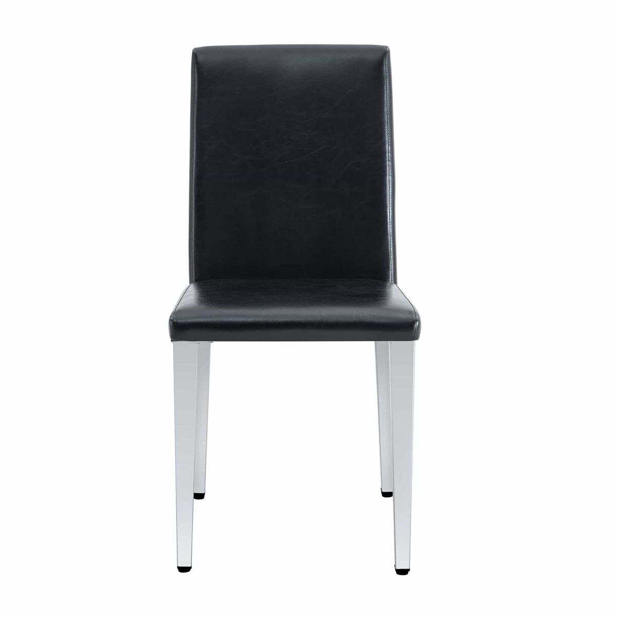 Cadeiras de sala de jantar, 4 unidades - design minimalista de luxo europeu leve, assento em pele sintética noire e pernas metálicas prateadas - noir e argenté
