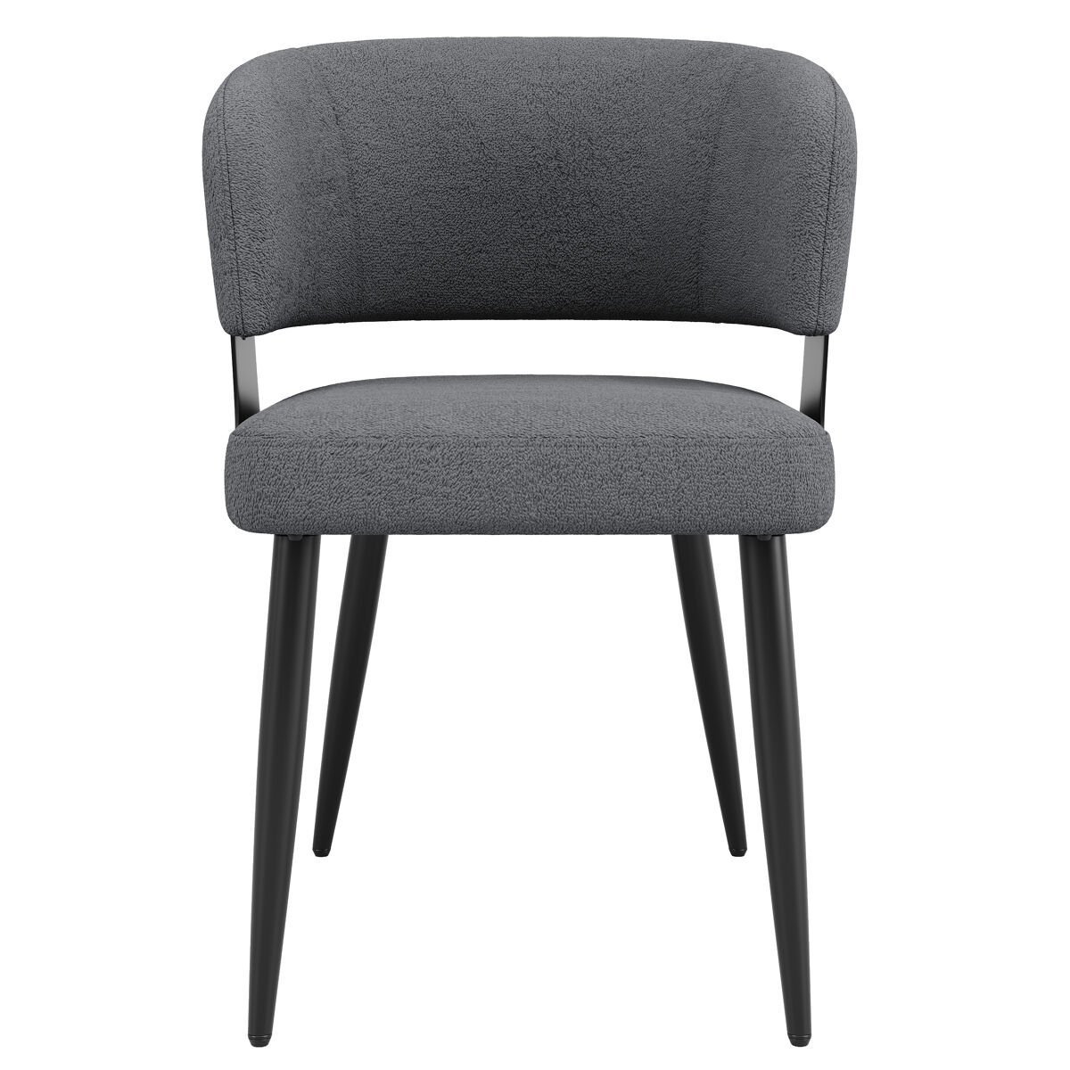 Cadeira de jantar 2 peças - ergonómica, leve, com encosto curvo - cinza