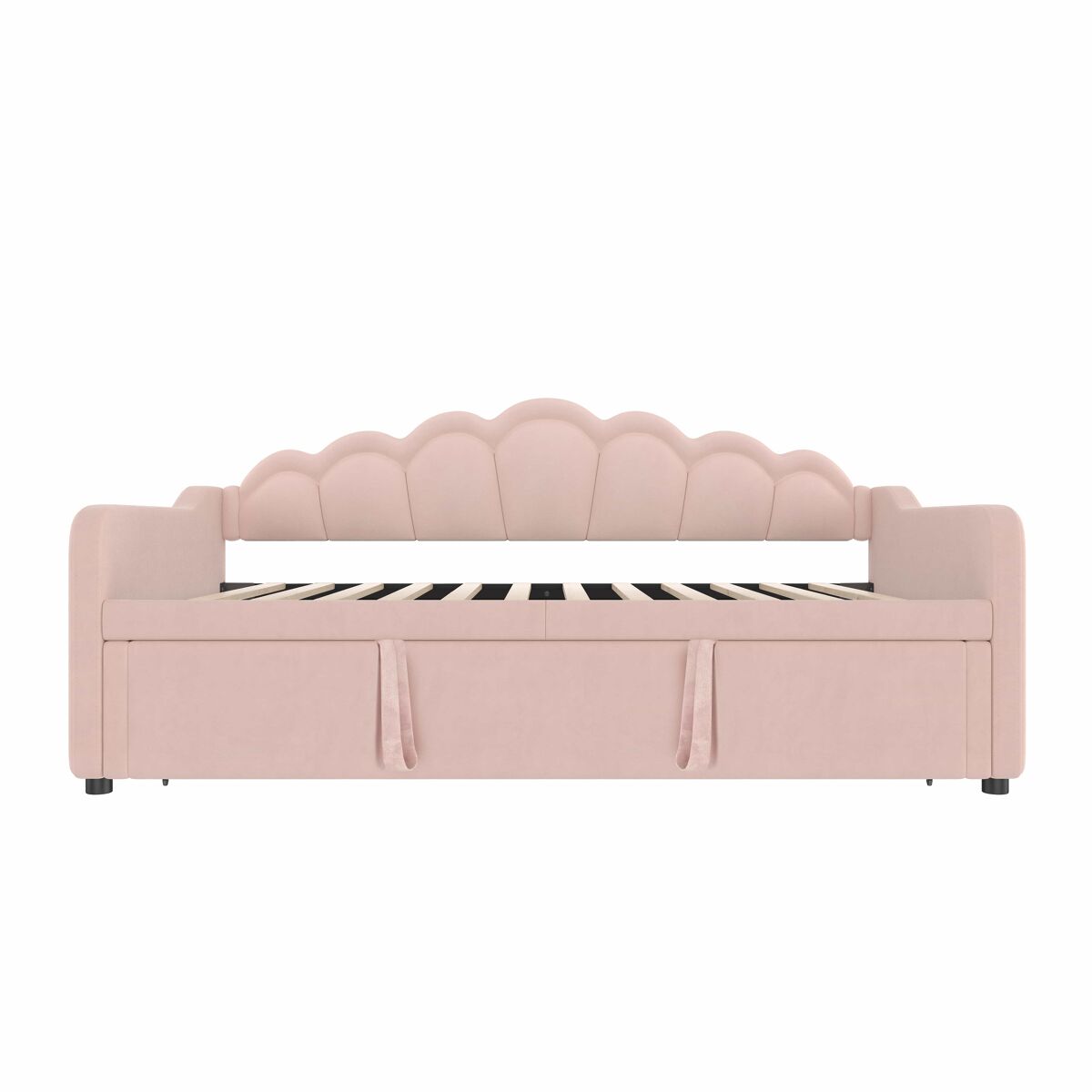 Cama-baú extensível 90x200 cm (180x200 cm) - sofá-cama, cama individual/dupla, veludo, faixa led colorida, sem colchão - rosa