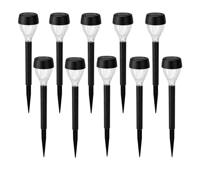 Conjunto de 10 luminárias solares de estaca well home