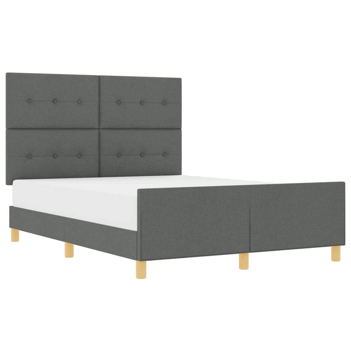 Estrutura de cama de casal moderno - cinzento escuro 160 x 200 cm tecido