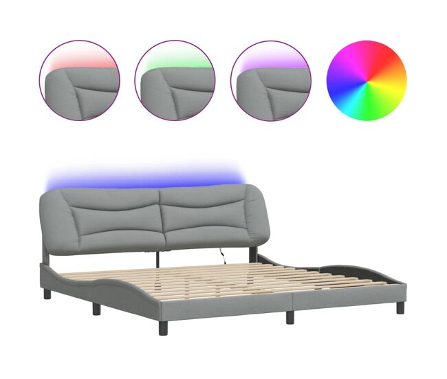 Estrutura de cama de casal moderno com led - 200x200 cm tecido