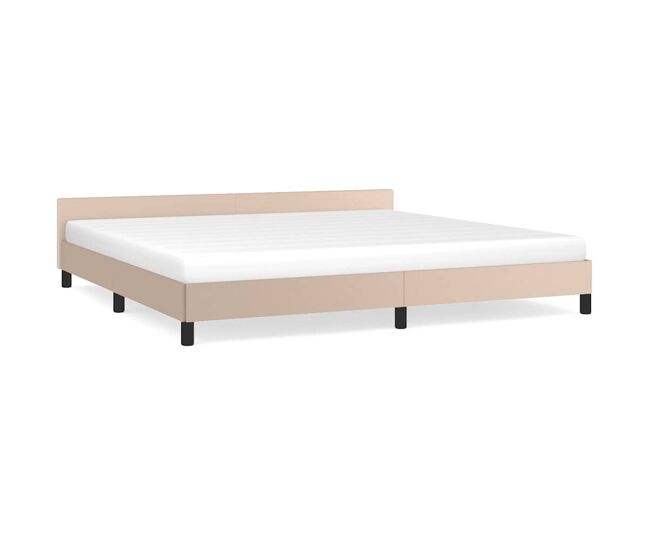 Estrutura cama de casal para adultos c/ cabeceira sem colchão 200x200 cm cappuccino