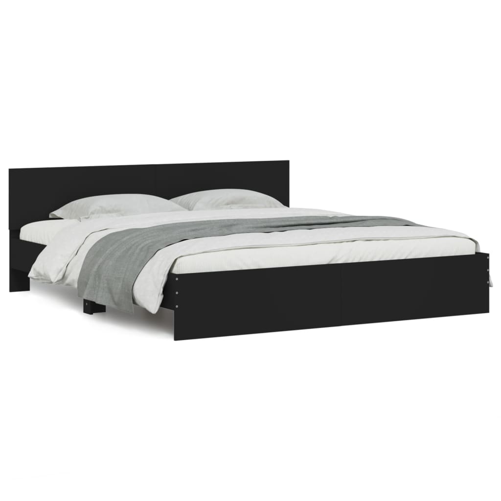 Estrutura de cama de casal para adultos com cabeceira 200x200 cm preto
