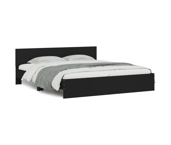 Estrutura de cama de casal para adultos com cabeceira 200x200 cm preto