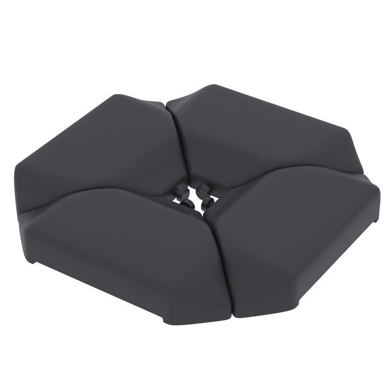 Outsunny base para guarda-sol de 4 peças, para cantilever e dupla face, suporte para guarda-sol de hdpe reenchível com água 77 kg ou areia 100 kg,
