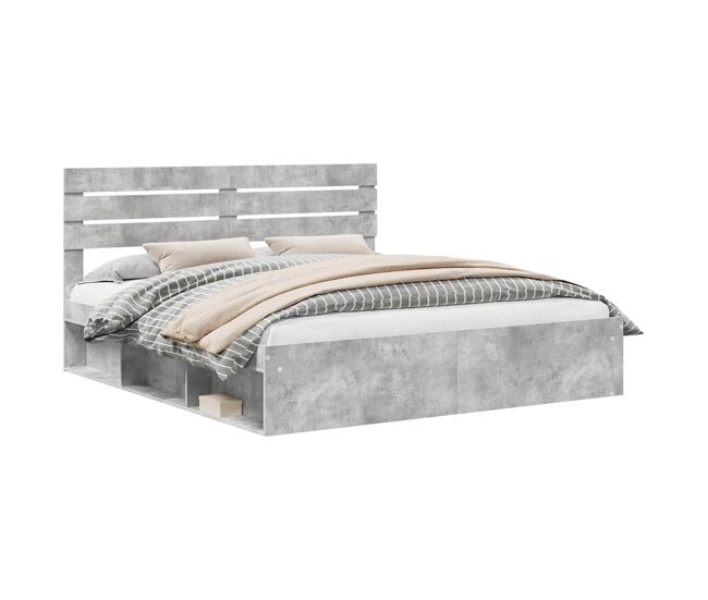 Estrutura de cama de casal para adultos com cabeceira concreto 180 x 200 cm