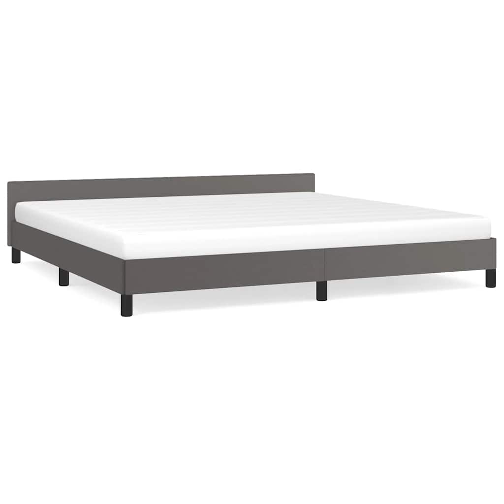 Estrutura cama de casal para adultos c/ cabeceira sem colchão 200x200 cm cinzento