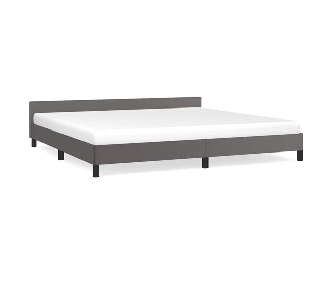 Estrutura cama de casal para adultos c/ cabeceira sem colchão 200x200 cm cinzento