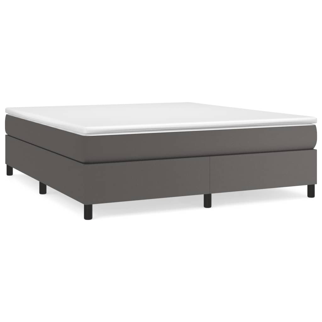 Estrutura de cama de casal moderno com molas 160x200 cm couro artificial cinzento