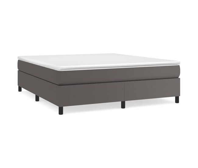 Estrutura de cama de casal moderno com molas 160x200 cm couro artificial cinzento
