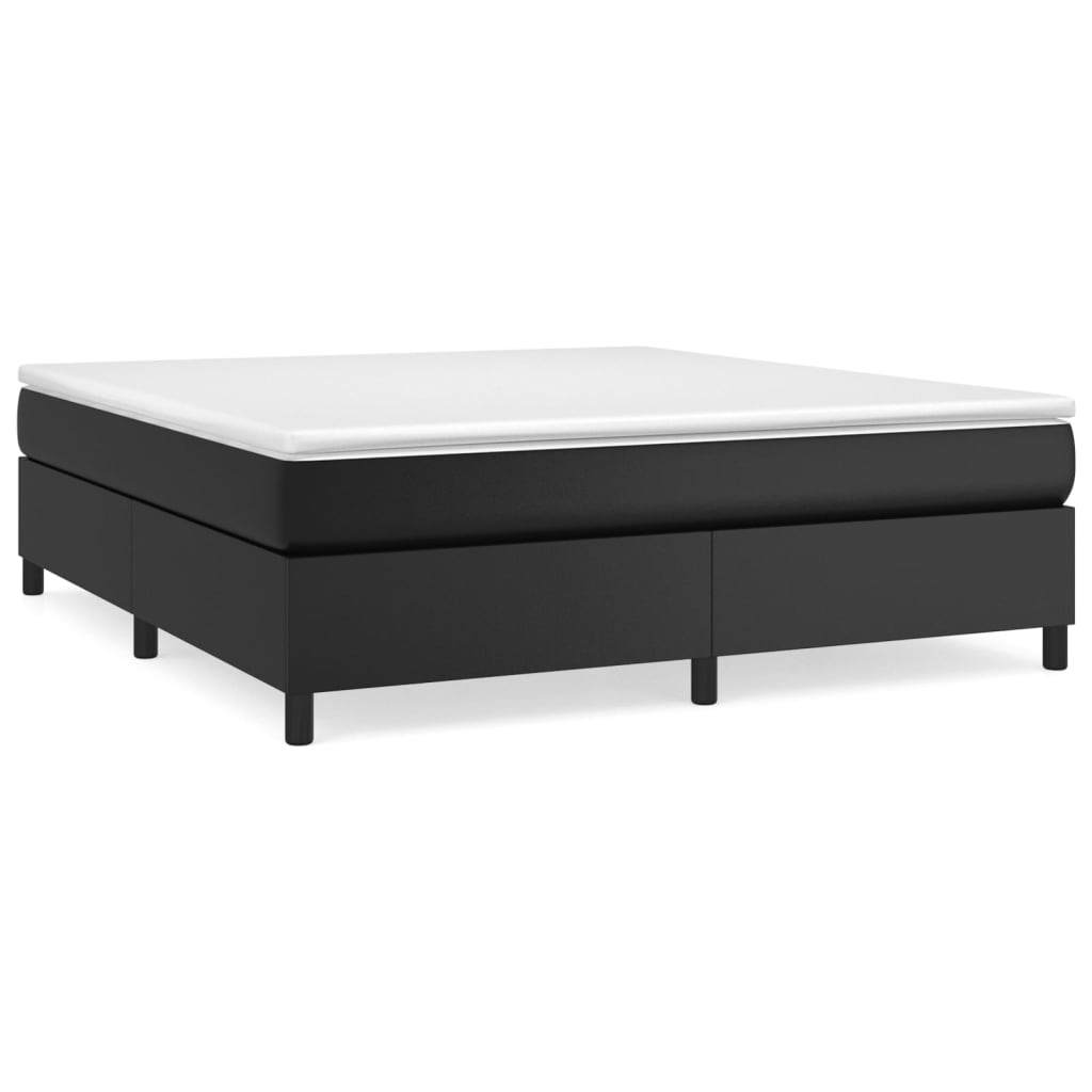 Estrutura de cama de casal moderno com molas 160x200 cm couro artificial preto