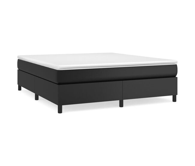 Estrutura de cama de casal moderno com molas 160x200 cm couro artificial preto