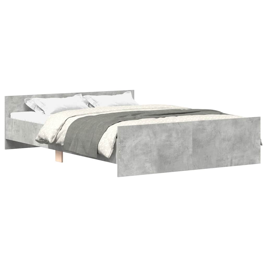 Estrutura de cama de casal para adultos c/ painéis de cabeceira e pés cinza cimento