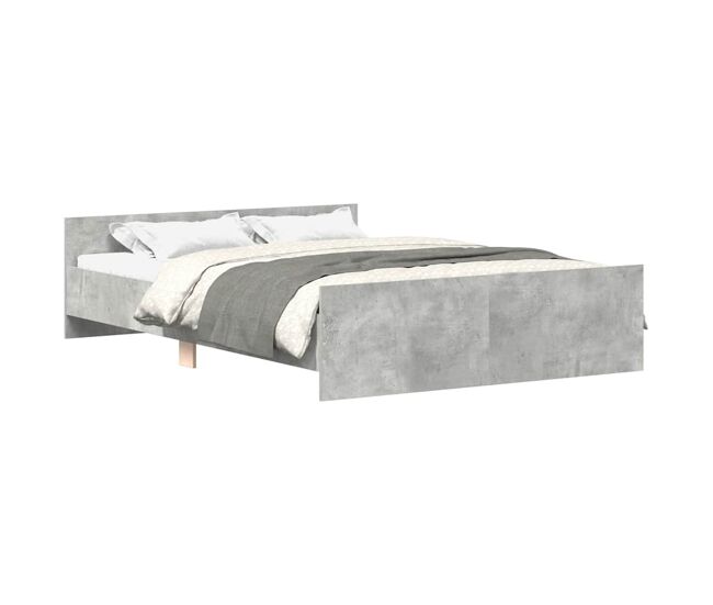 Estrutura de cama de casal para adultos c/ painéis de cabeceira e pés cinza cimento