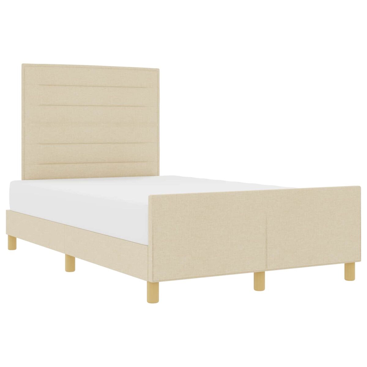 Estrutura da cama de casal simple com cabeceira creme 160 x 200 cm tecido