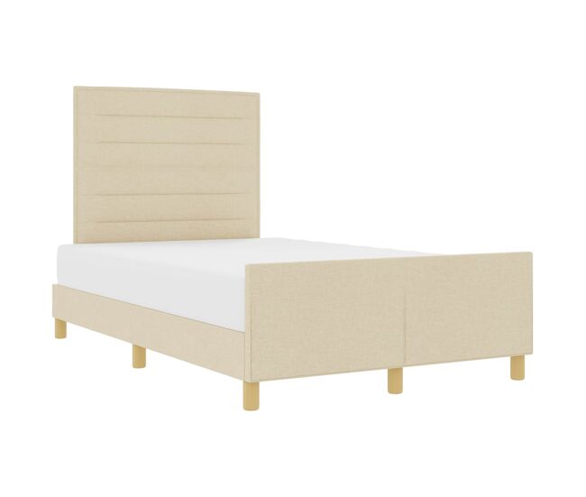 Estrutura da cama de casal simple com cabeceira creme 160 x 200 cm tecido