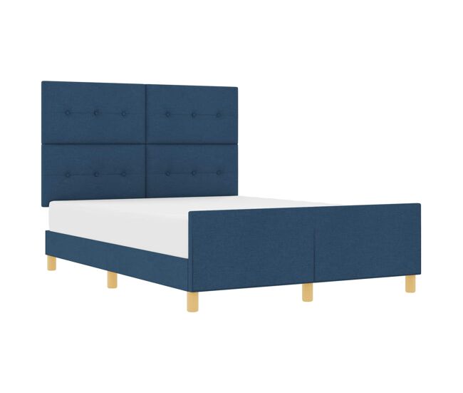 Estrutura da cama de casal simple com cabeceira azul 160 x 200 cm tecido