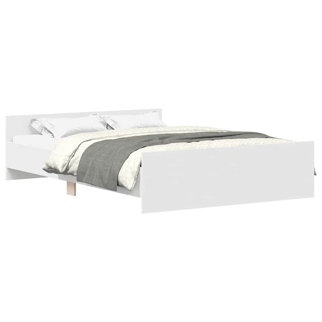Estrutura de cama de casal para adultos c/ painéis cabeceira e pés 150x200 cm branco