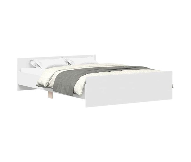 Estrutura de cama de casal para adultos c/ painéis cabeceira e pés 150x200 cm branco