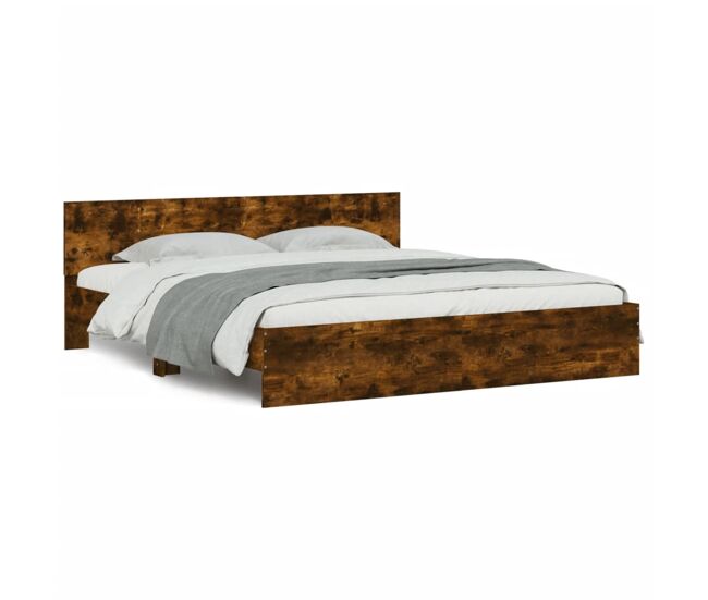 Estrutura de cama de casal para adultos com cabeceira 180x200 cm carvalho fumado