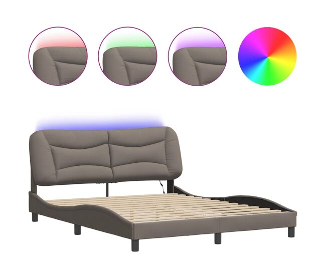 Estrutura de cama de casal moderno com led - 160x200 cm tecido