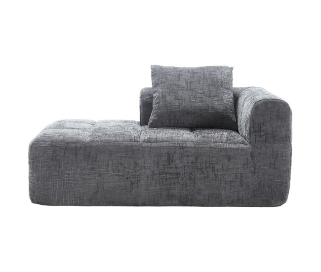 Sofá chaise longue - confortável, sem montagem, com almofada e bolsos laterais - gris