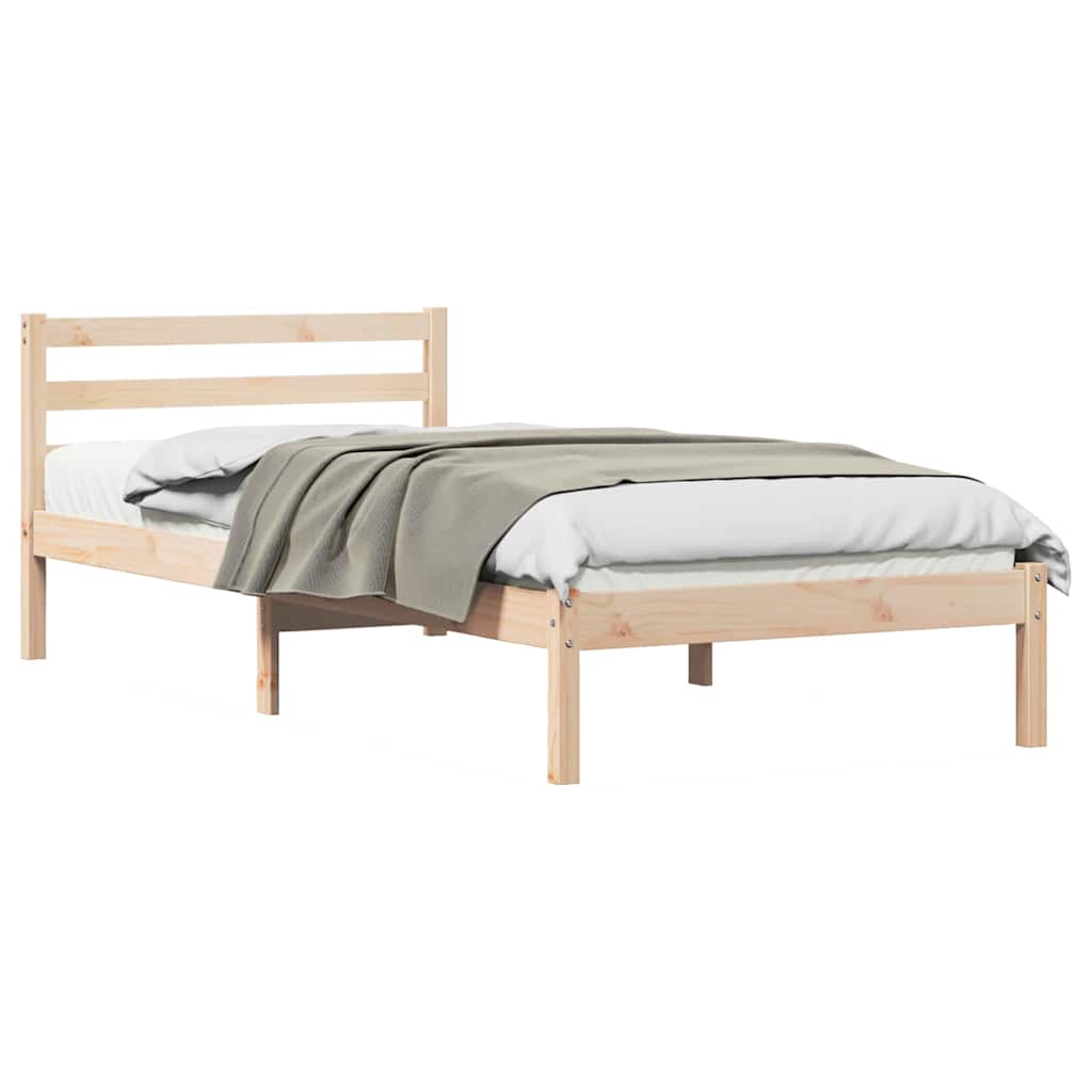 Estrutura de cama de solteiro para adultos com cabeceira castanho 215,5 x 85,5 x 69,5 cm