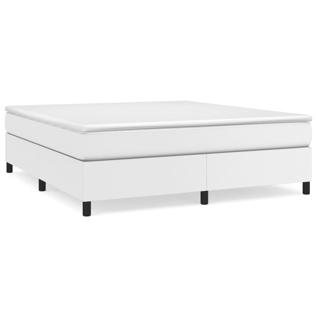 Estrutura de cama de casal moderno com molas 160x200 cm couro artificial branco