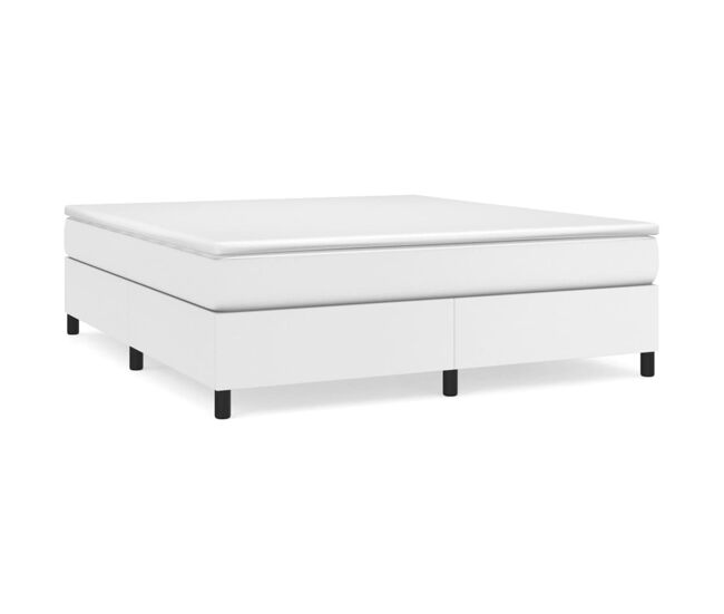 Estrutura de cama de casal moderno com molas 160x200 cm couro artificial branco