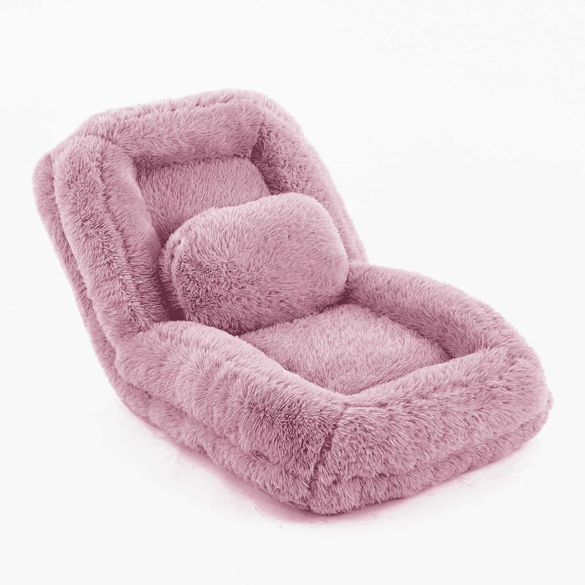 Sofá-cama tipo humano com 5 posições - ajustável, para jogos, meditação e relaxamento, tecido felpudo - rosa