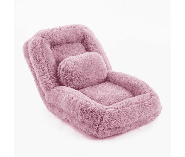 Sofá-cama tipo humano com 5 posições - ajustável, para jogos, meditação e relaxamento, tecido felpudo - rosa