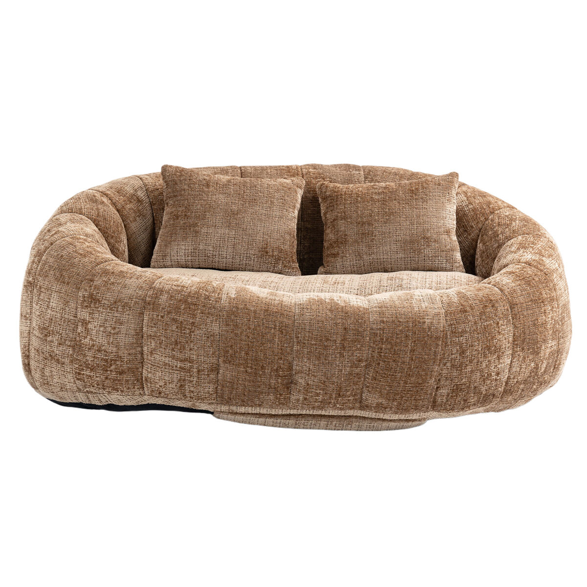 Sofá puff individual - assento confortável e encosto alto, para interior e exterior - cor café