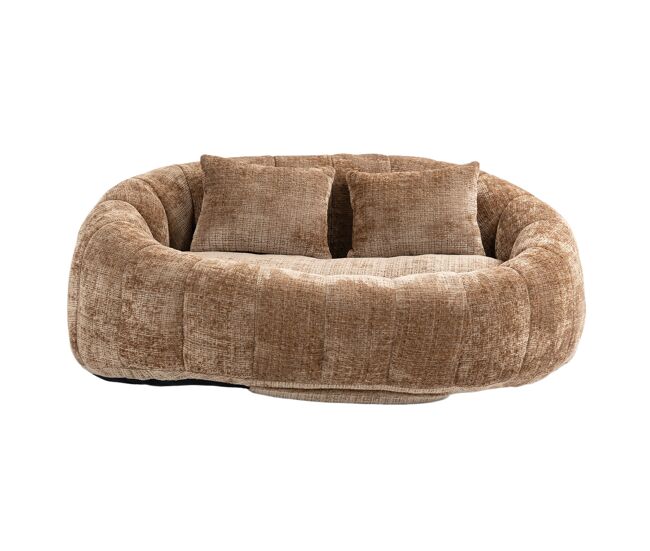 Sofá puff individual - assento confortável e encosto alto, para interior e exterior - cor café