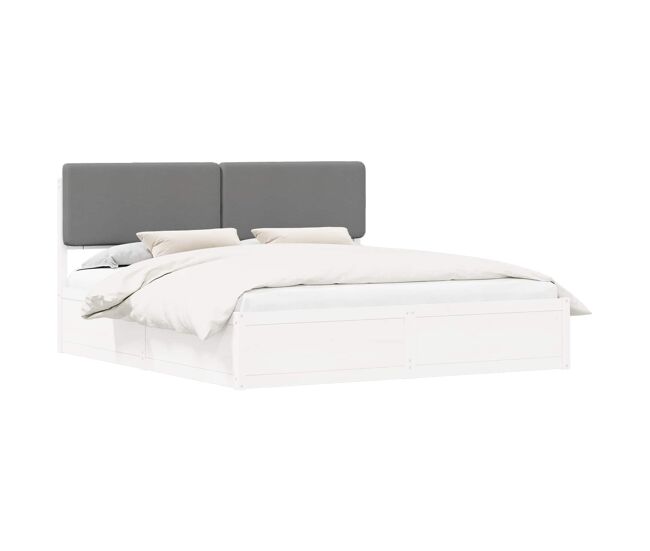 Estrutura de cama de casal moderno com cabeceira estofada cinzento-claro