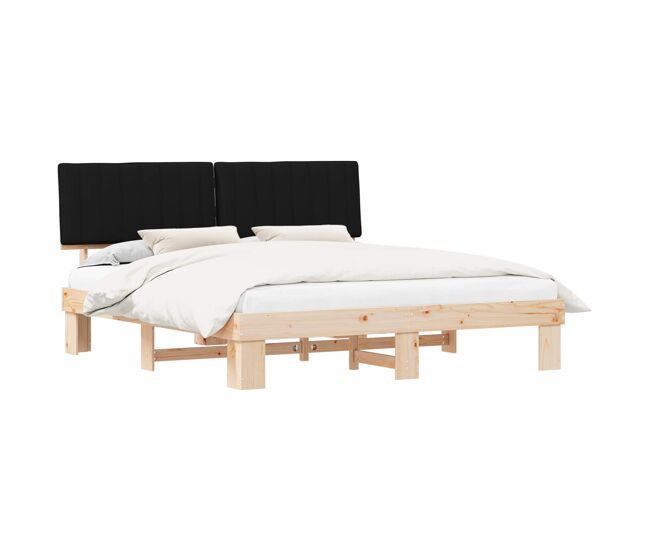 Estrutura de cama de casal moderno com cabeceira estofada preto 180 x 200 cm