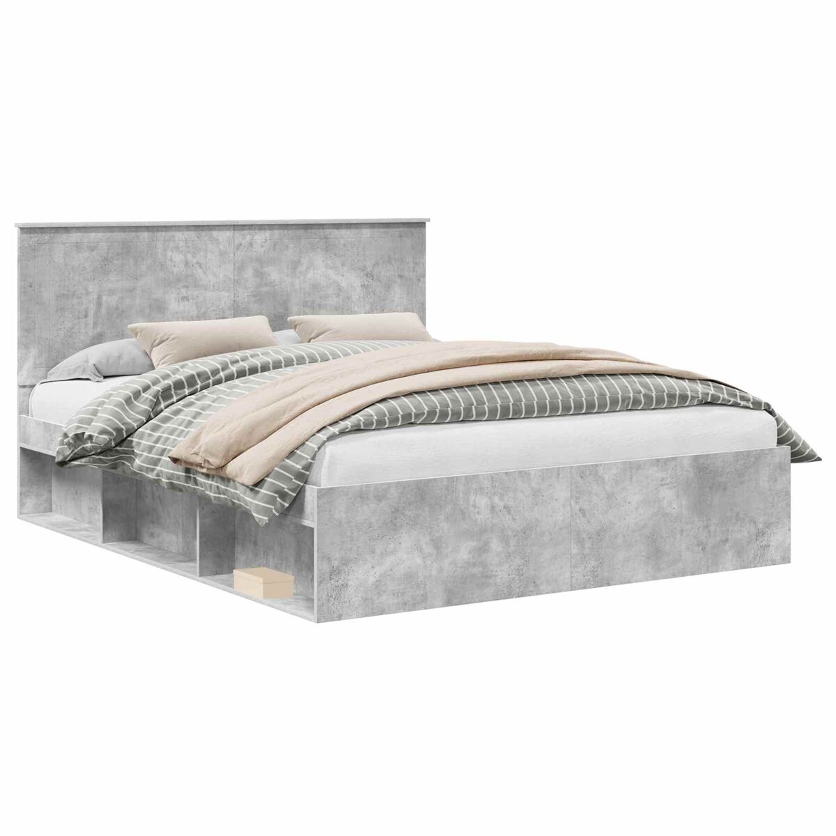 Estrutura de cama de casal para adultos com cabeceira concreto 160 x 200 cm