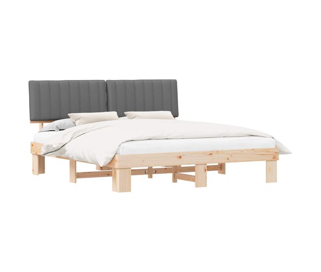 Estrutura de cama de casal moderno com cabeceira estofada cinzento-claro