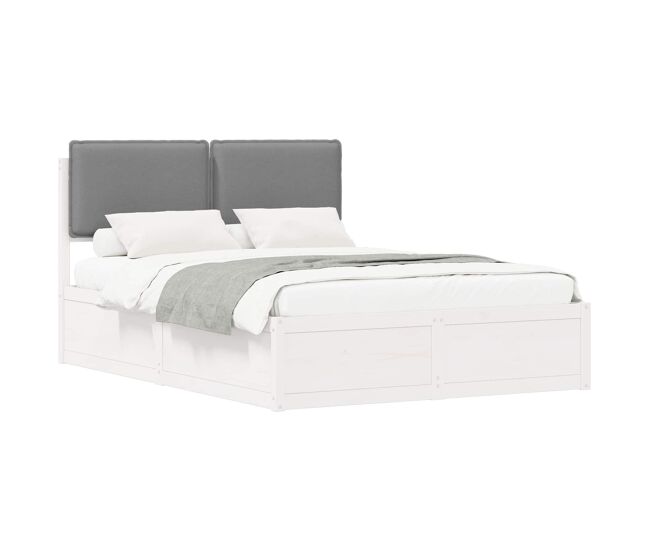 Estrutura de cama de casal moderno com cabeceira estofada cinzento-claro