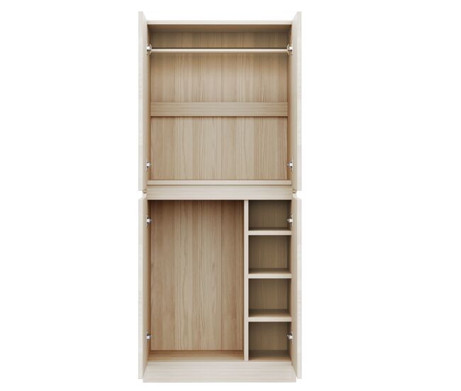 Armário roupeiro 70x40x170 cm - porta dupla com pequeno compartimento - cor madeira