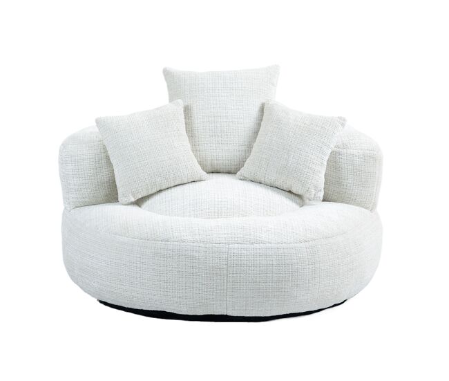 Sofá lazy individual - resistente, encosto alto, 3 almofadas, interior e exterior - bege