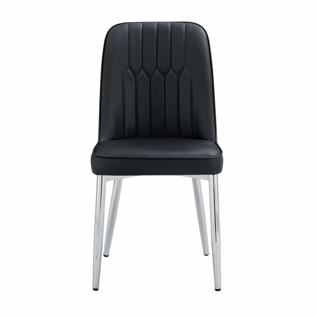 Cadeiras de sala de jantar (2 unidades) - design moderno e minimalista, assento largo, encosto e pernas metálicas prateadas - preto e prateado