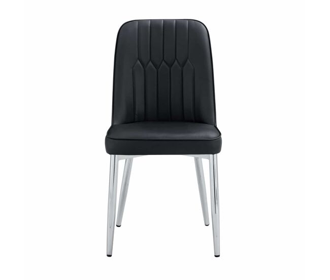 Cadeiras de sala de jantar (2 unidades) - design moderno e minimalista, assento largo, encosto e pernas metálicas prateadas - preto e prateado