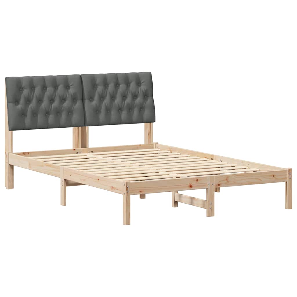 Estrutura de cama de casal moderno com cabeceira estofada castanho 150 x 200 cm