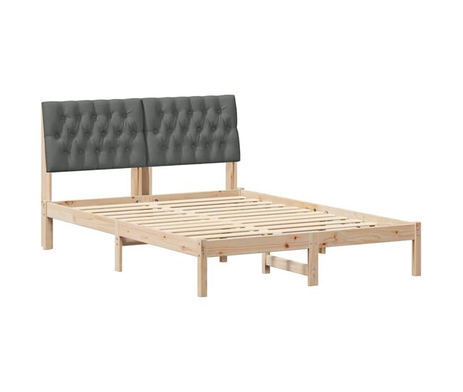 Estrutura de cama de casal moderno com cabeceira estofada castanho 150 x 200 cm