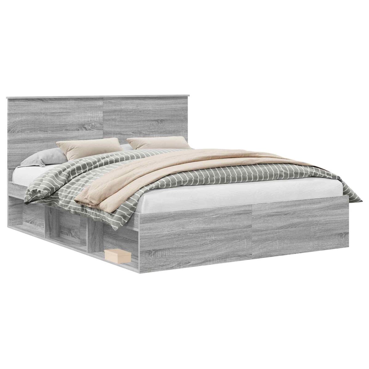 Estrutura da cama de casal simple com cabeceira cinza sonoma 160 x 200 cm