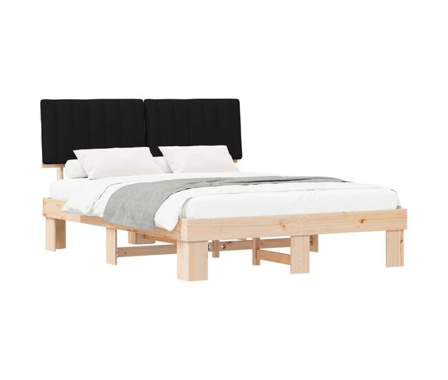 Estrutura de cama de casal moderno com cabeceira estofada preto 160 x 200 cm