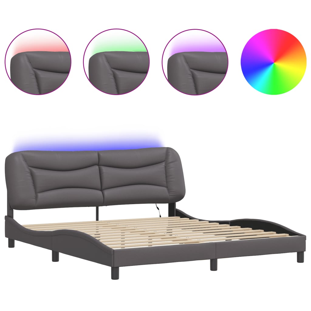 Estrutura de cama de casal moderno com led - 180x200cm cinza