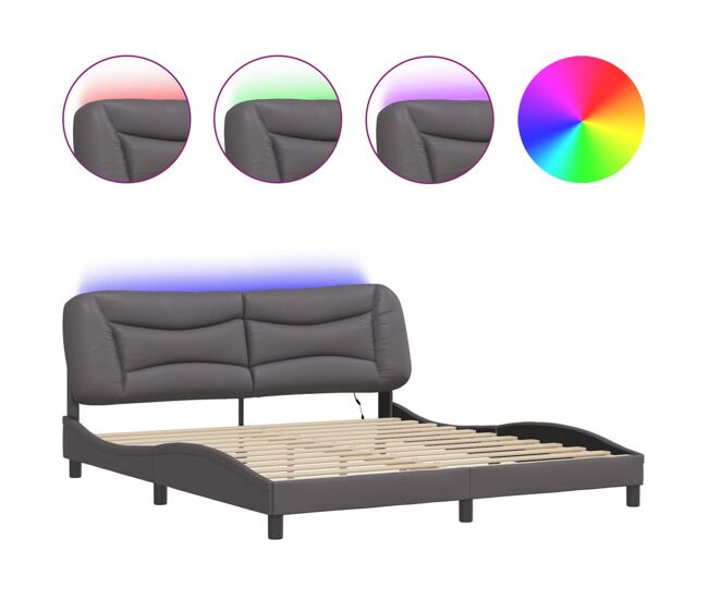 Estrutura de cama de casal moderno com led - 180x200cm cinza
